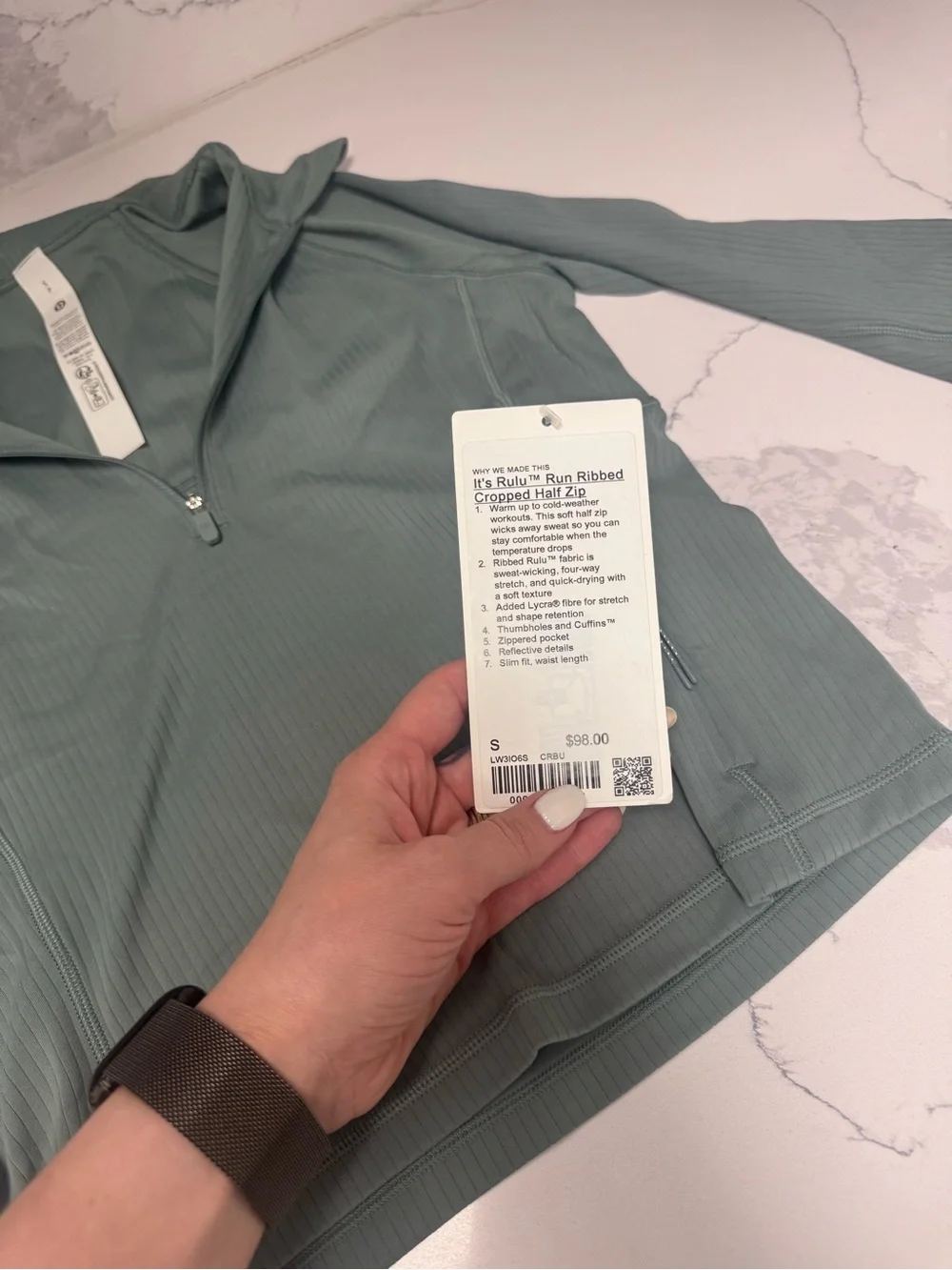 lululemon athletica Ribbed Half-Zip Hoodie in Sage Green